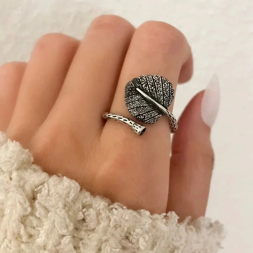 925 Sterling Silver Leaf Ring Vintage Wrap Ring Branch Ring Leaves Ring